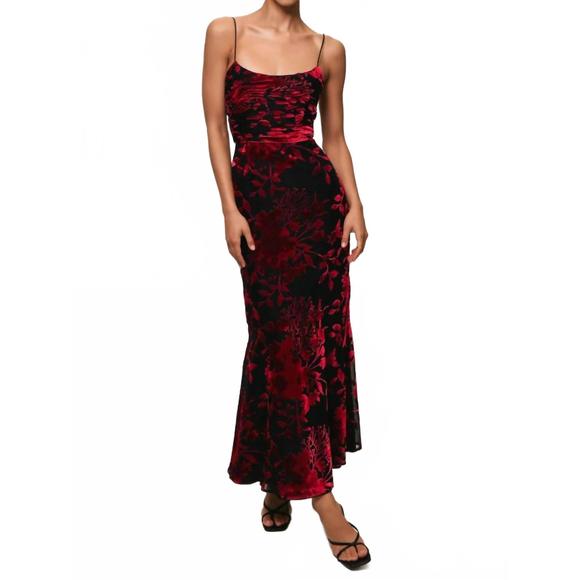 NEW HUTCH tylia dress in black pink chinoiserie bouquet